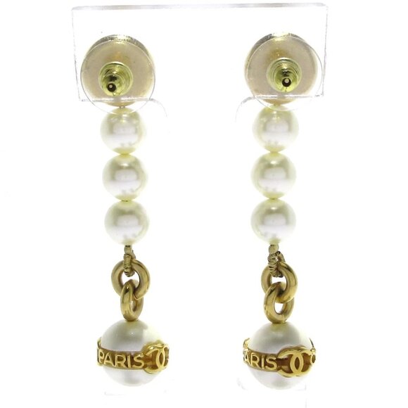 CHANEL - Gold Cream Hardware Fake Pearl Earrings 681-080625 - Picture 2 of 8